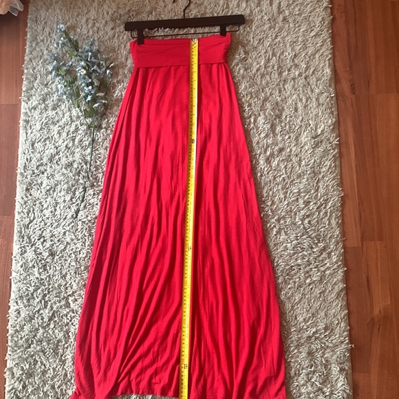 🌺 2 for $23 🌺 Red Maxi Skirt with Fold-Over Waist - Picture 3 of 8